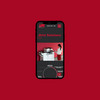 Schwarzes Smartphone auf rotem Hintergrund