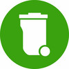 Weißes Mülleimer-Icon im grünen Kreis