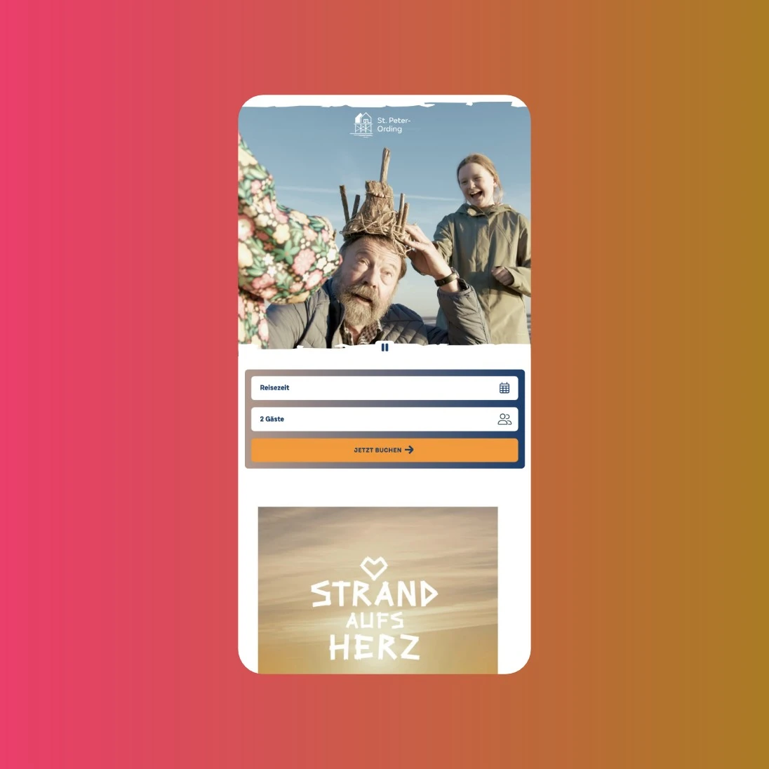 Mobilansicht der Strand aufs Herz Webseite