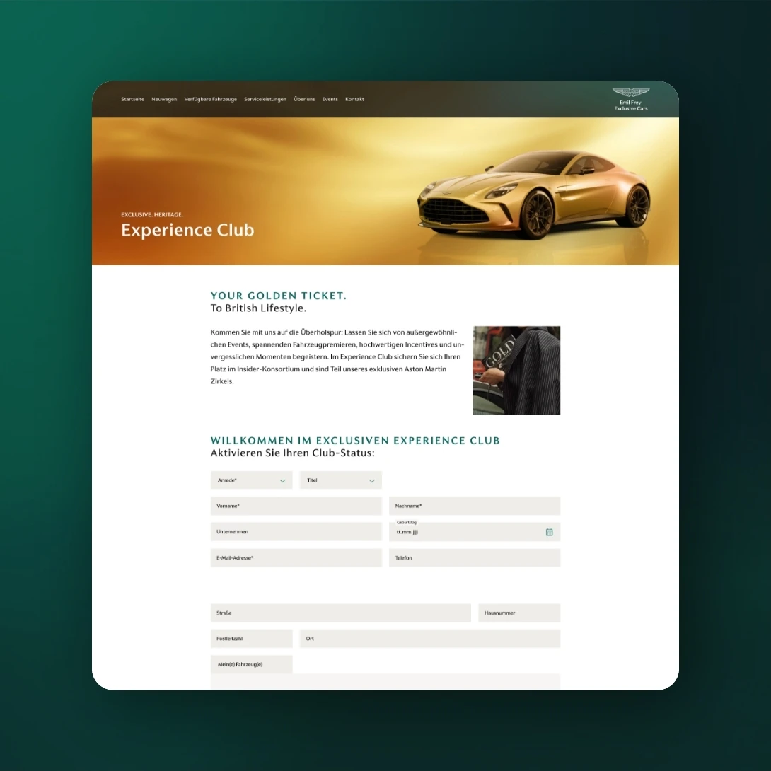 Screenshot des Kontaktformulars
