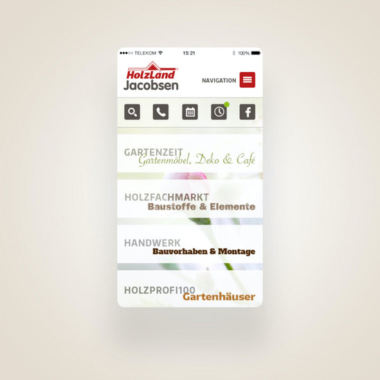 Mobile Ansicht der Homepage von Holzland Jacobsen