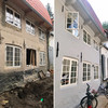Ein vorher nachher Bild eines renovierten Hauses