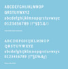 Alphabet in weißer Schrift mit hellblauen Hintergrund
