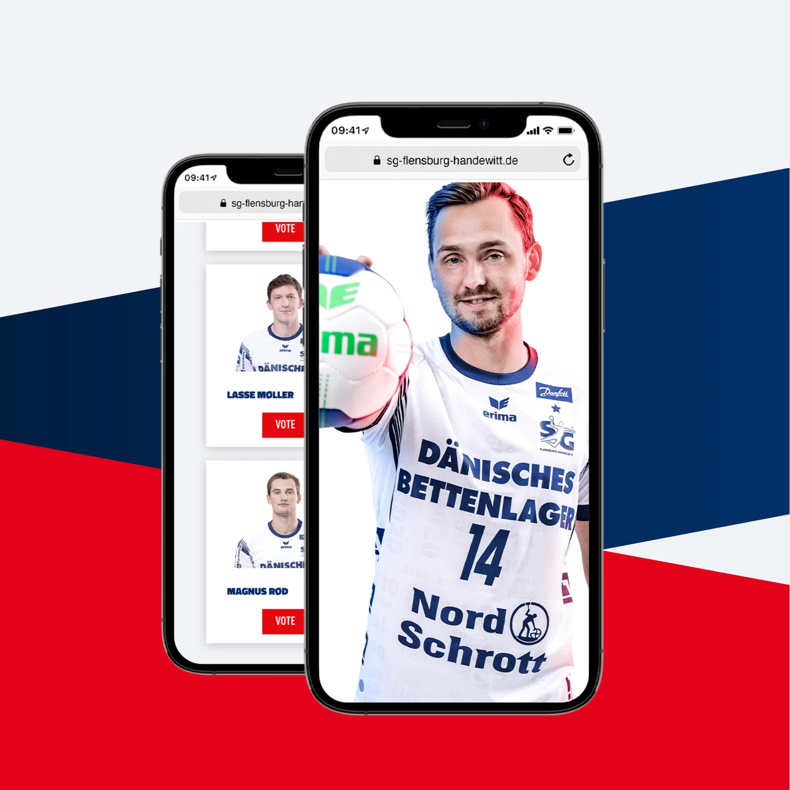 Drei Bilder von SG Spielern in digitaler Ansicht