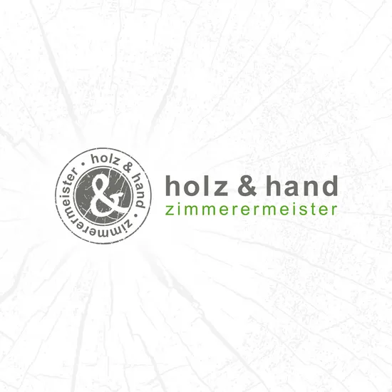 Holz und Hand Zimmerermeister Schriftzug und Logo