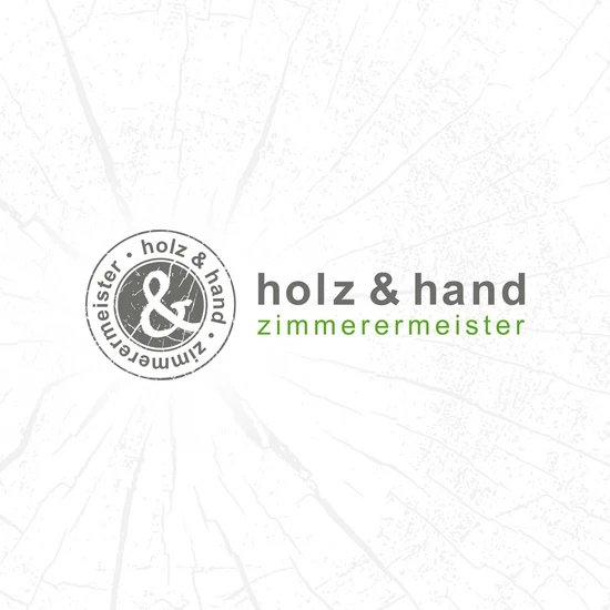 Holz und Hand Zimmerermeister Schriftzug und Logo