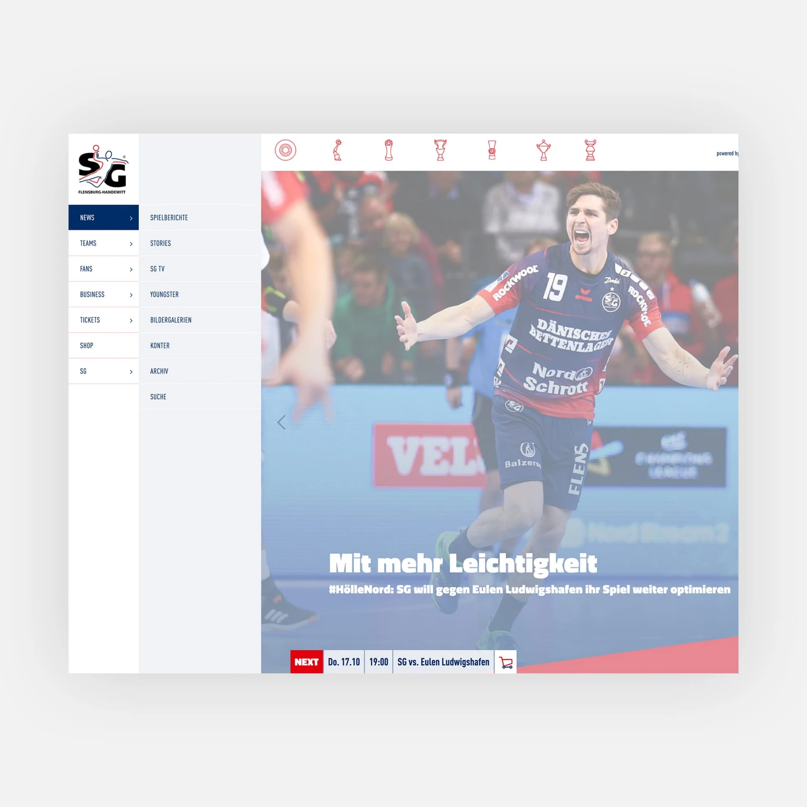 Homepage Seite über die Spielberichte
