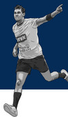 Eine Zeichnung von einem laufenden Handballspieler