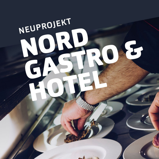 Männerhand bereitet Essen auf einem Teller zu, Neuprojekt: Nord Gastro & Hotel