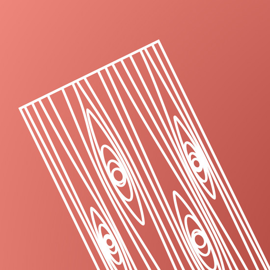 Stilisiertes weißes Holzbrett auf rotem Hintergrund