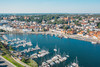 Luftaufnahme der Flensburg Hafenspitze mit Blick Richtung Altes Gymnasium