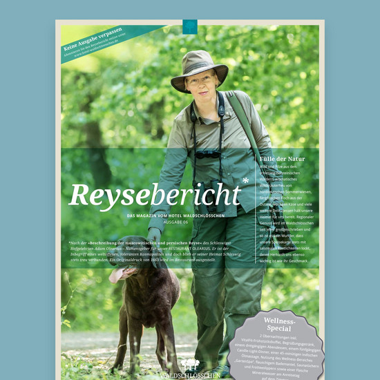 Katalog mit Frau und Hund als Cover
