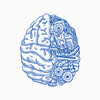 Ein blaues illustriertes Gehirn