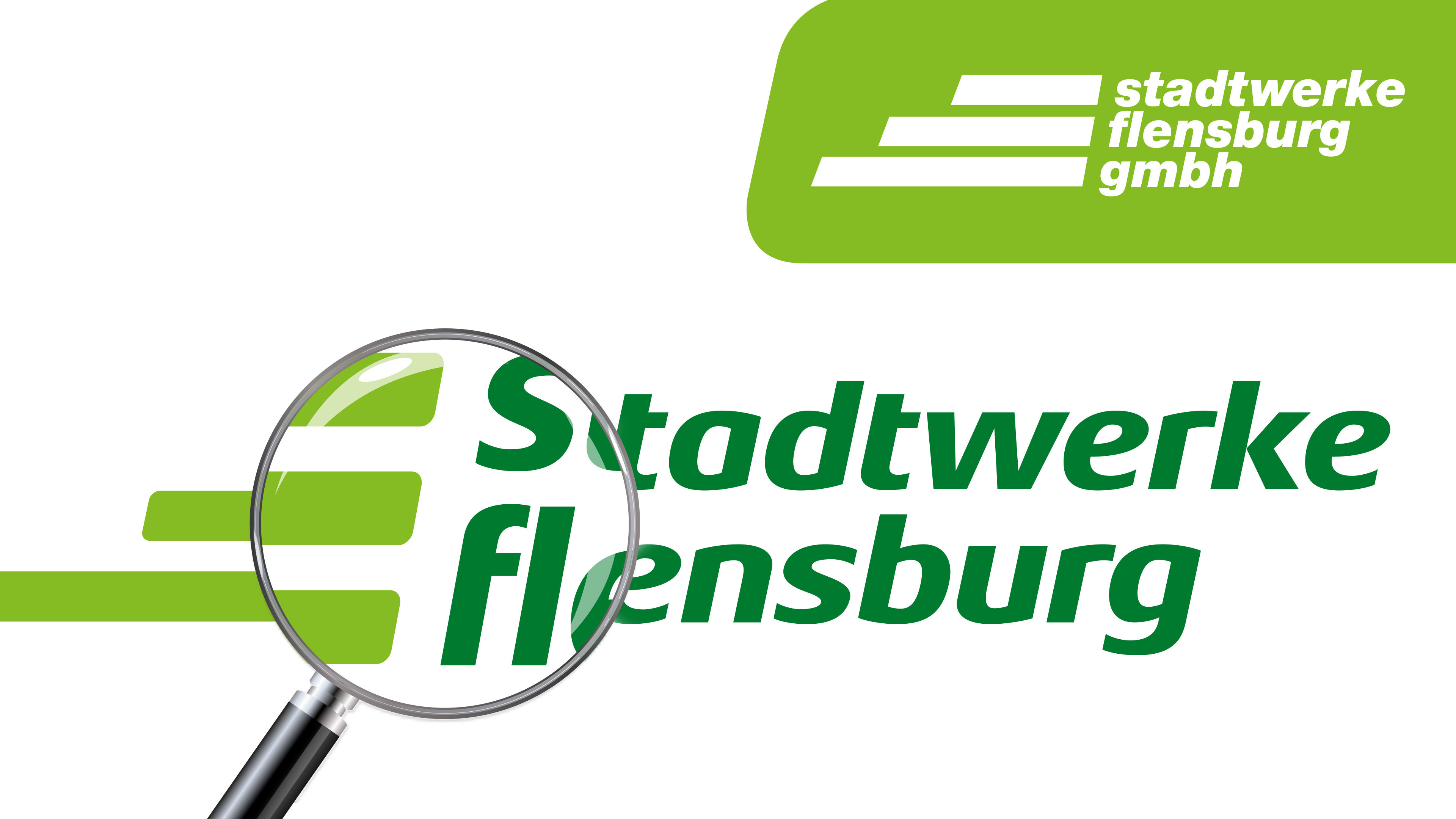 Stadtwerke Flensburg Logo mit Lupe