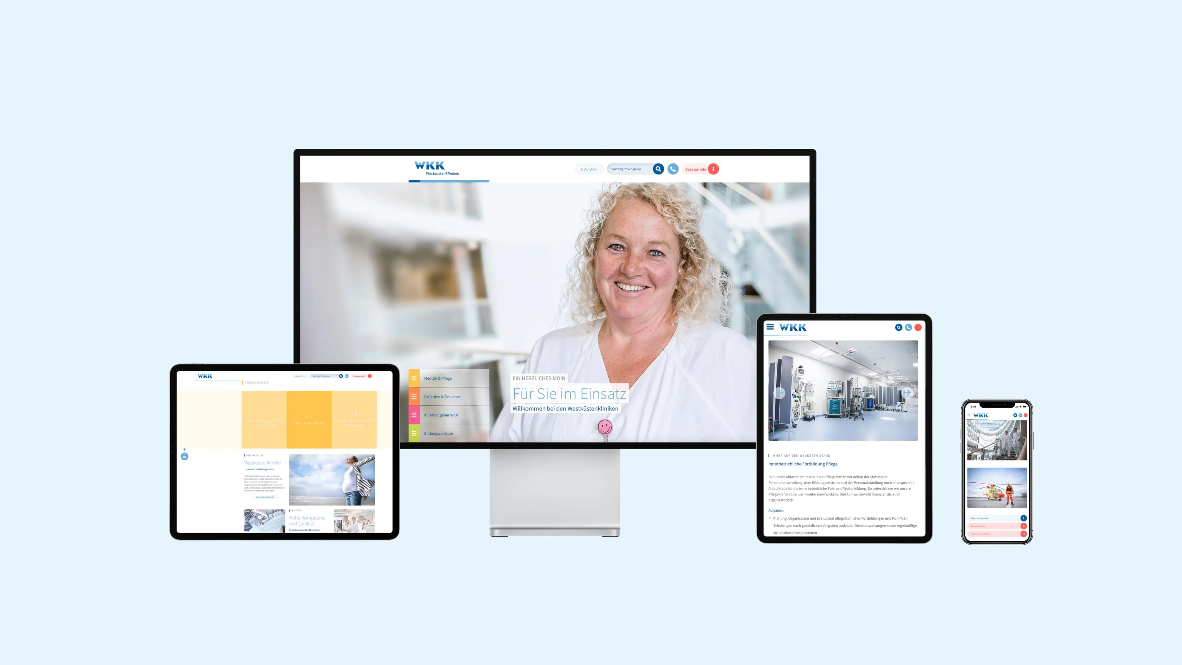 WKK Homepage in mehreren Ansichten