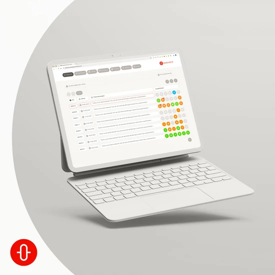 Digitales Redaktionssystem für Anschütz Laptop mit der Ansicht des Redaktionssystems