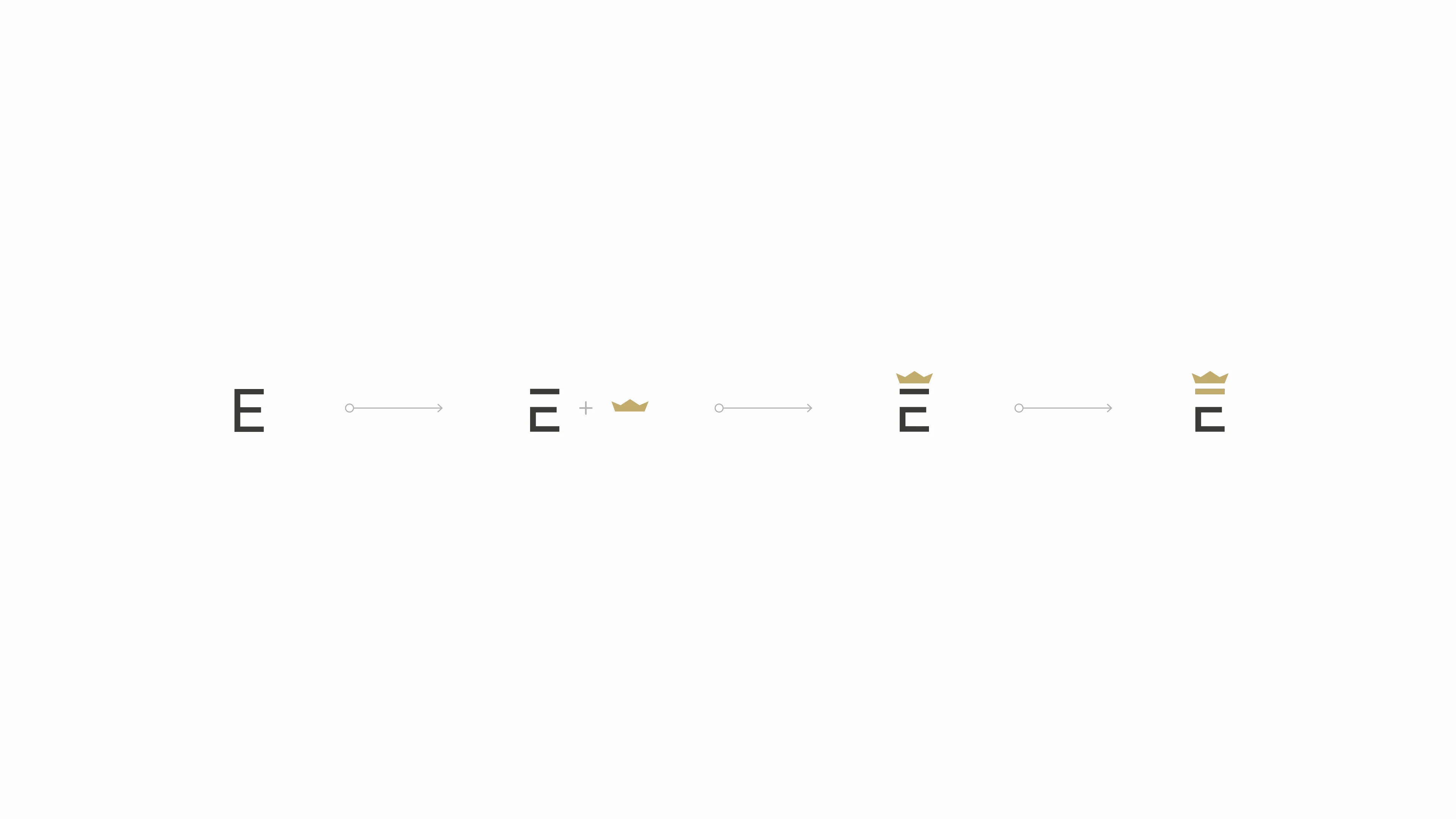 Logoentwicklung vom E zum E mit goldener Krone
