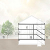 Architektonische Skizze eines dreistöckigen Hauses im Querschnitt