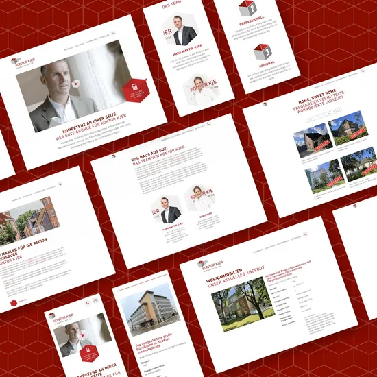 Neun Unterseiten der Konto Kjer Homepage
