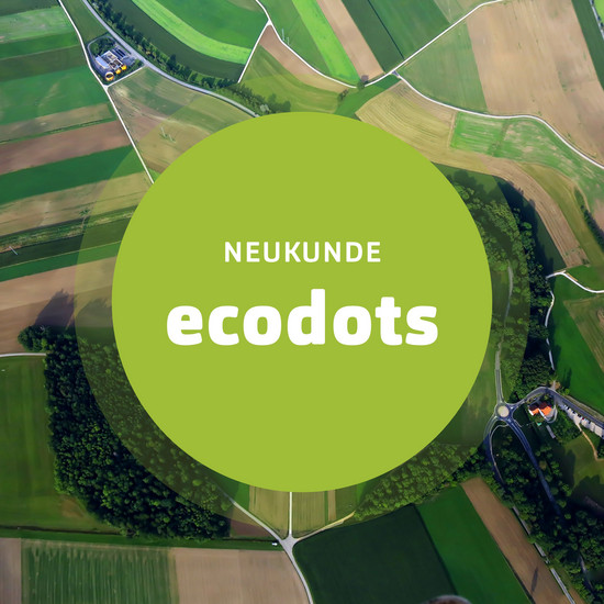 Ein grüner Punkt mit dem Ecodots Logo