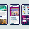 Drei Homepage Ansichten von Hansen angezeigt auf Iphones