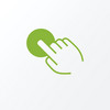 Grafik einer weißen Hand, deren Zeigefinger einen grünen Knopf drückt