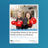 Flensburg-Kampagne: Zwei Verlagsleiterinnen mit roten Boxhandschuhen, Logo und Text 