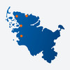 Blaue Landkarte von Schleswig Holstein