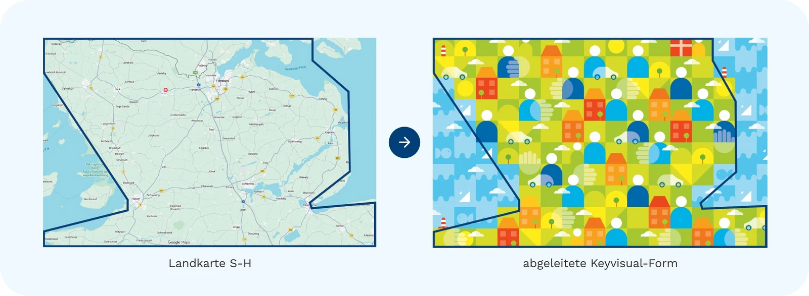 h2_diako_teaser_06.jpg Darstellung wie aus einer Karte von Schleswig-Holstein das neue Diako Design gemacht wurde