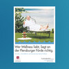 Flensburg-Kampagne: Küchenchef des Alten Meierhofs im Bademantel auf Liege, Logo und Text 