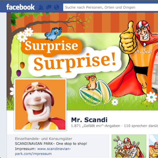 Scandipark Facebook Seite mit Mr Scandi