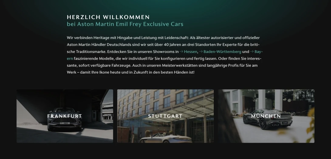 Screenshot eines Textes mit drei Standortkacheln