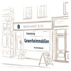Zeichnung einer Ladenzeile mit Schriftzug Gewerbeimmobilien Borchardt & Co