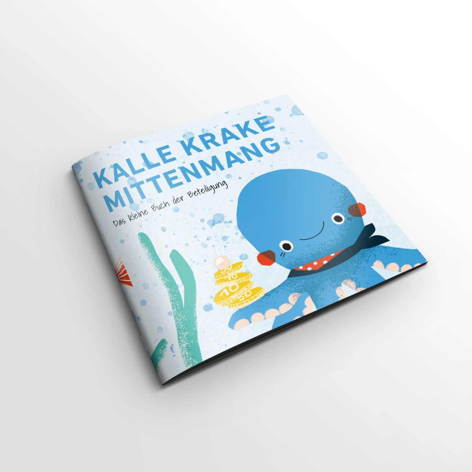 Ein kleines Kinderbuch mit einer blauen Krake