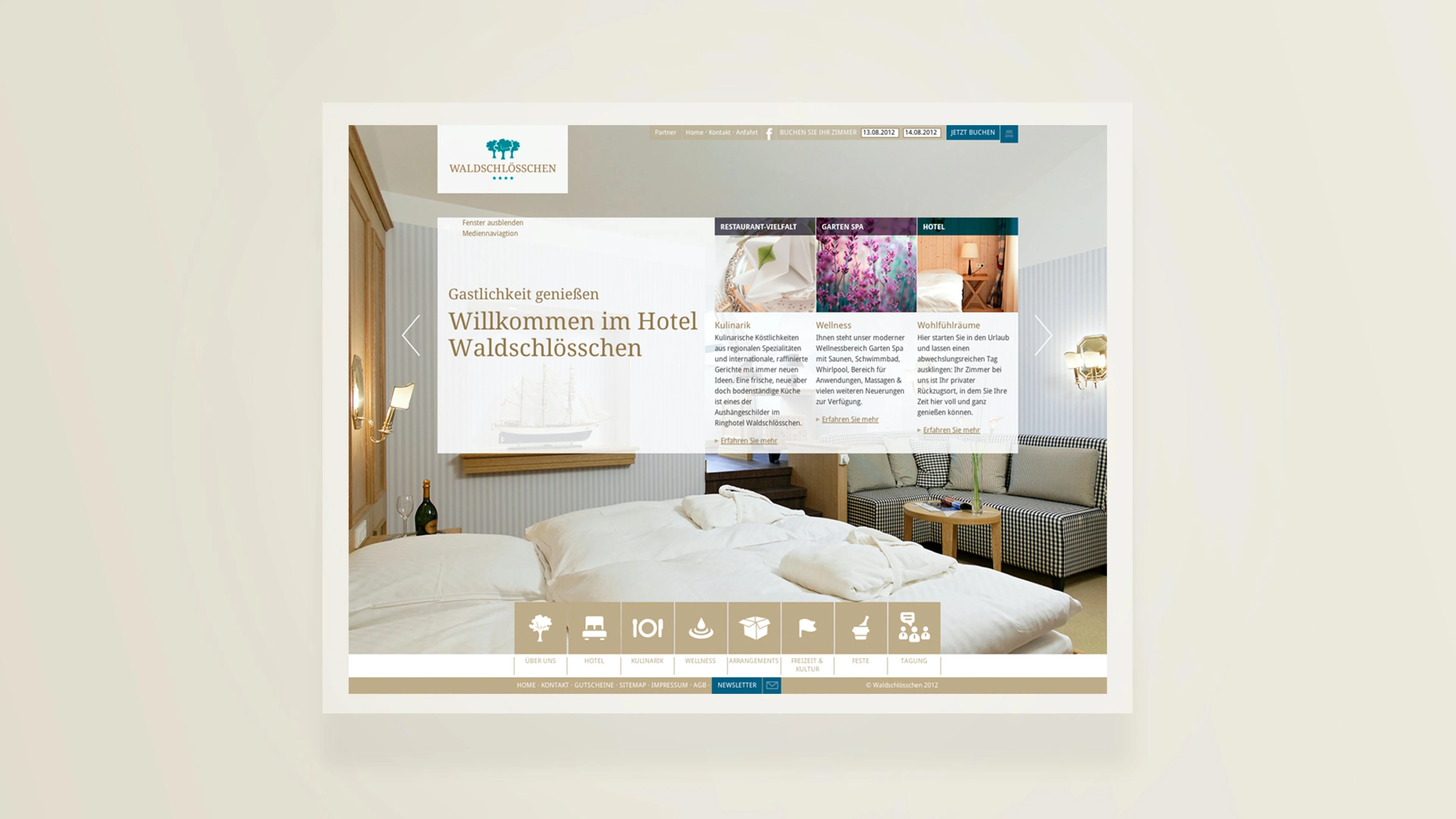Vorderseite der Waldschloesschen Homepage
