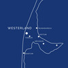 Blaue Landkarte von Sylt mit Standortmarkierungen