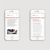 Zwei weiße Smartphones zeigen weiß-rote Website von DanRevision vor weißem Hintergrund