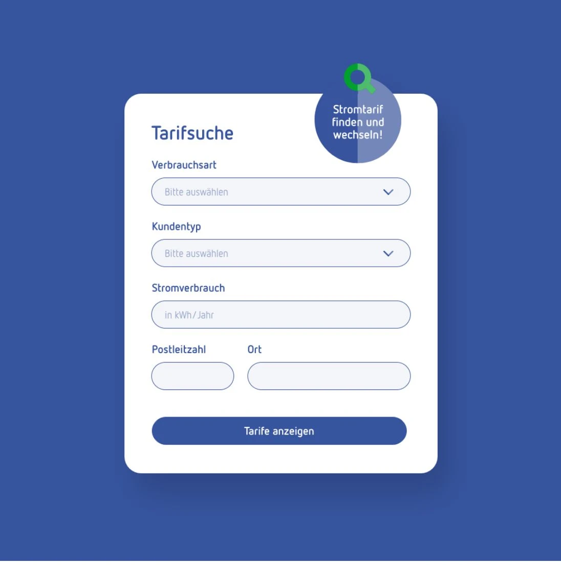 Das neue Formular für die Tarifsuche.