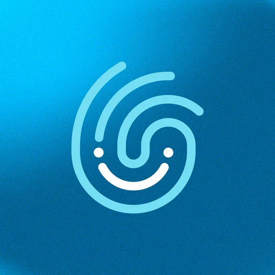 Wie wir mit KI umgehen – und warum Blaue Grafik eines umgedrehten Fingerabdrucks mit lächelndem Gesicht