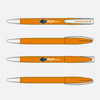 Vier orangene Kugelschreiber von PCB Bau
