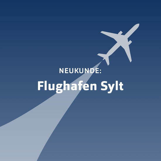 Blaue Kachel für Neukunde Flughafen Sylt
