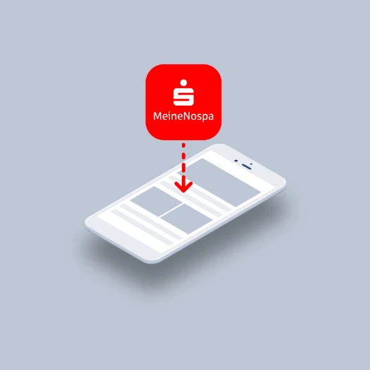 Sparkassen Logo mit einem weißem illustrierten Handy