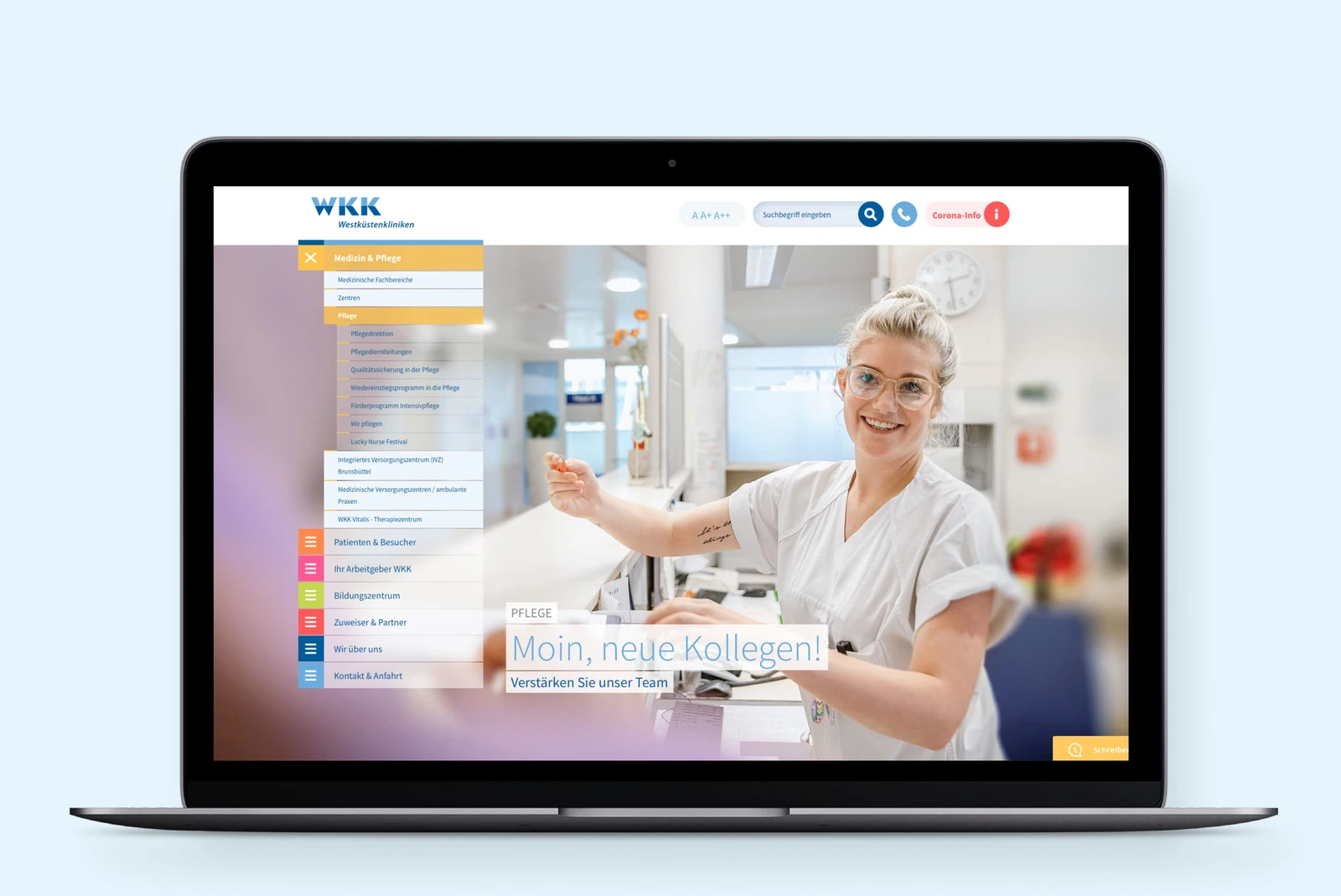 WKK Homepage als Desktopansicht