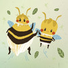 Illustration von zwei freundlichen Bienen 