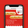 Smartphone zeigt Website der Bild und Text über das längste Hotdog für die schönste Förde der Welt