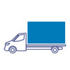 Illustrierter Lieferwagen mit blauen Anhänger