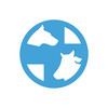 Blauer Kreis mit zwei Tierköpfen