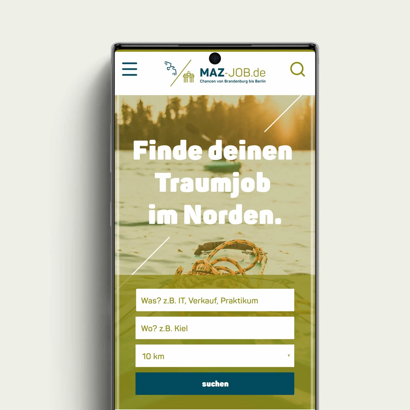 MAZ Job Suchleiste in Smartphone Ansicht