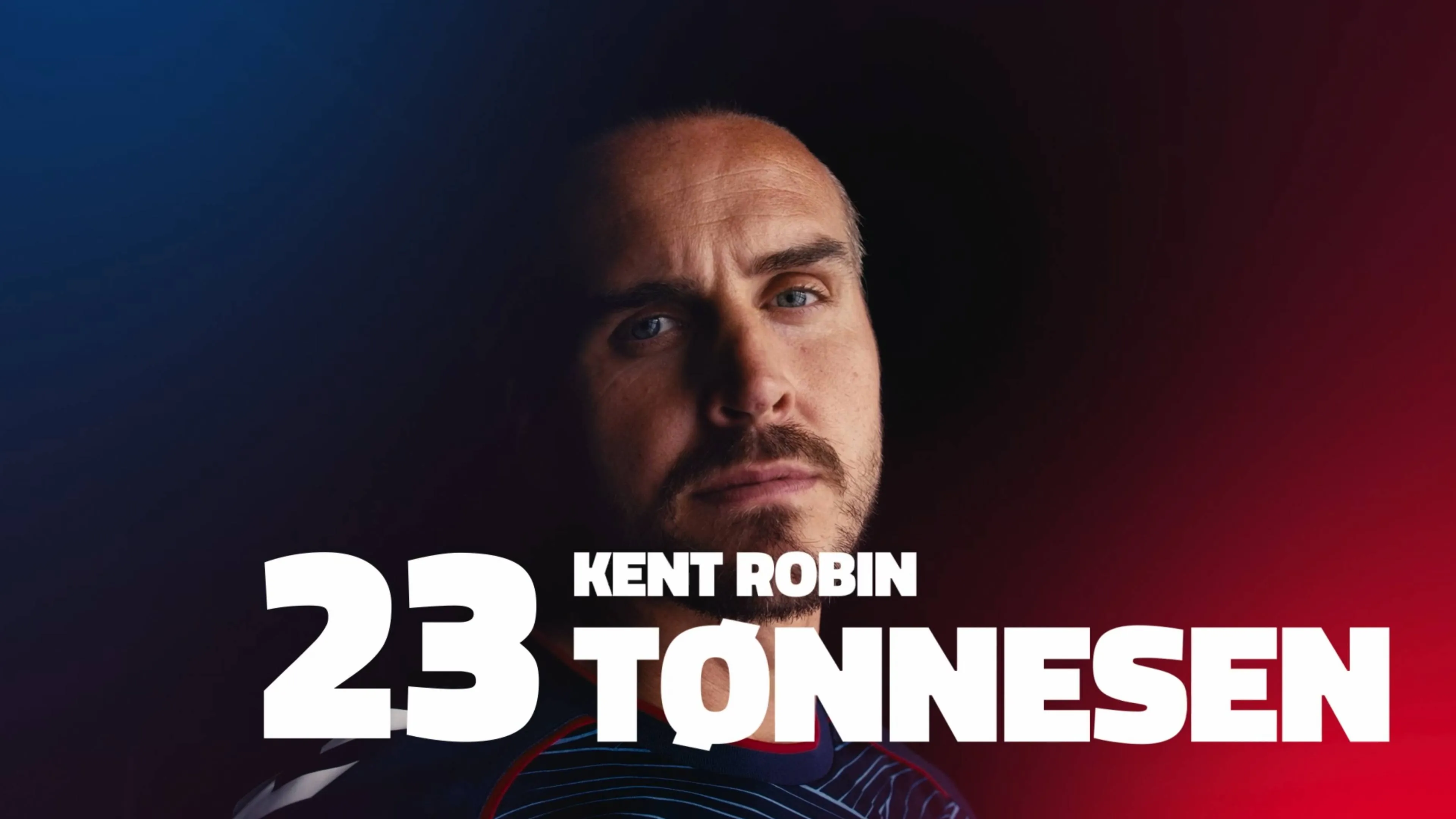 h2_sg_einlauftrailer_slider_04.jpg Porträt von Kent Robin Tønnesen mit der Nummer 23 auf blau-rotem Hintergrund
