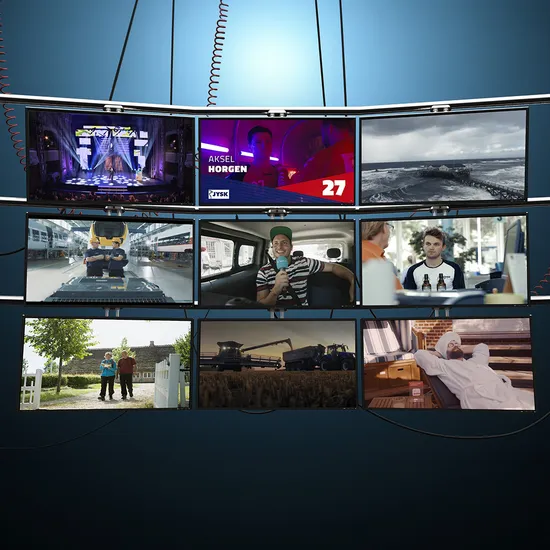 Collage unserer Imagefilme für verschiedenen Kunden im quadratischen Zuschnitt